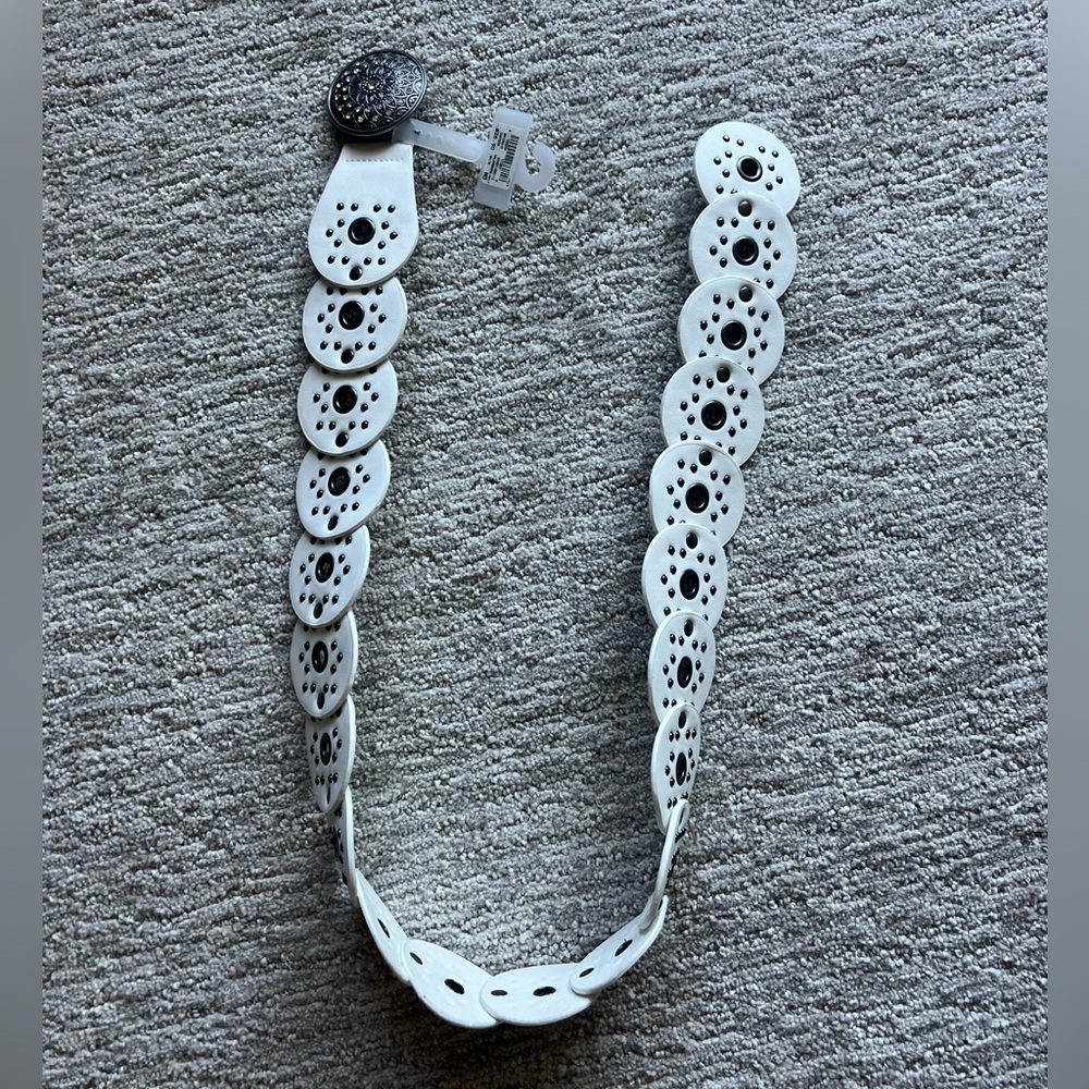 Windsor White Boho Studded leather medallion Belt
